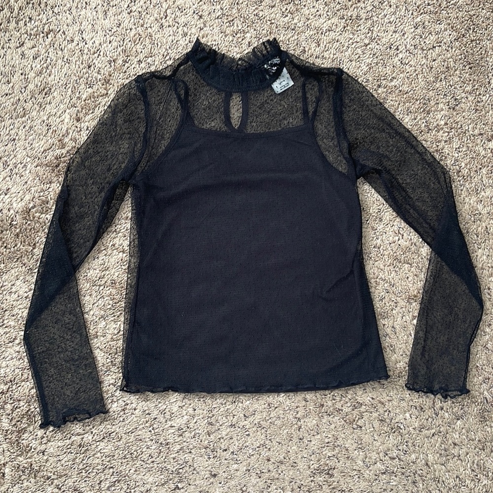 Art Class Girl Lace Black Blouse Size L (10/12)